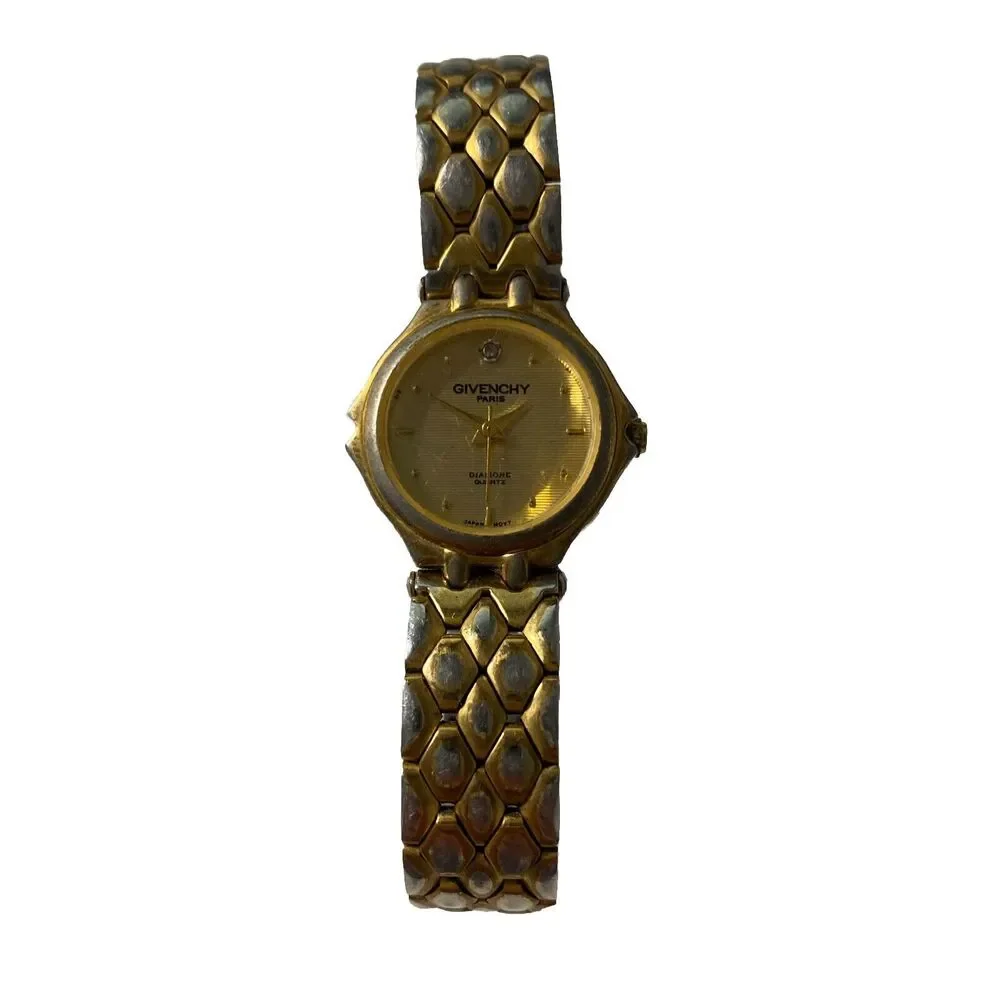 Givenchy Paris Diamond Quartz Watch Women's Gold Tone Bracelet